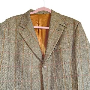 Heritage Academia Office Lambourne Sz 42 L Wool Tweed Action Back Suit Jacket